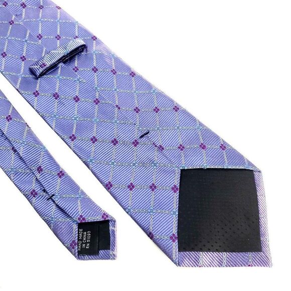 George Silk Tie Purple Woven Wide - Picture 5 of 6